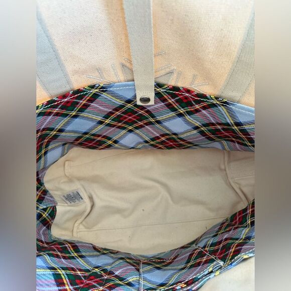 Lands End Canvas Tote Bag Snowflake Plaid Holiday Sequin Christmas Cotton - Picture 13 of 14